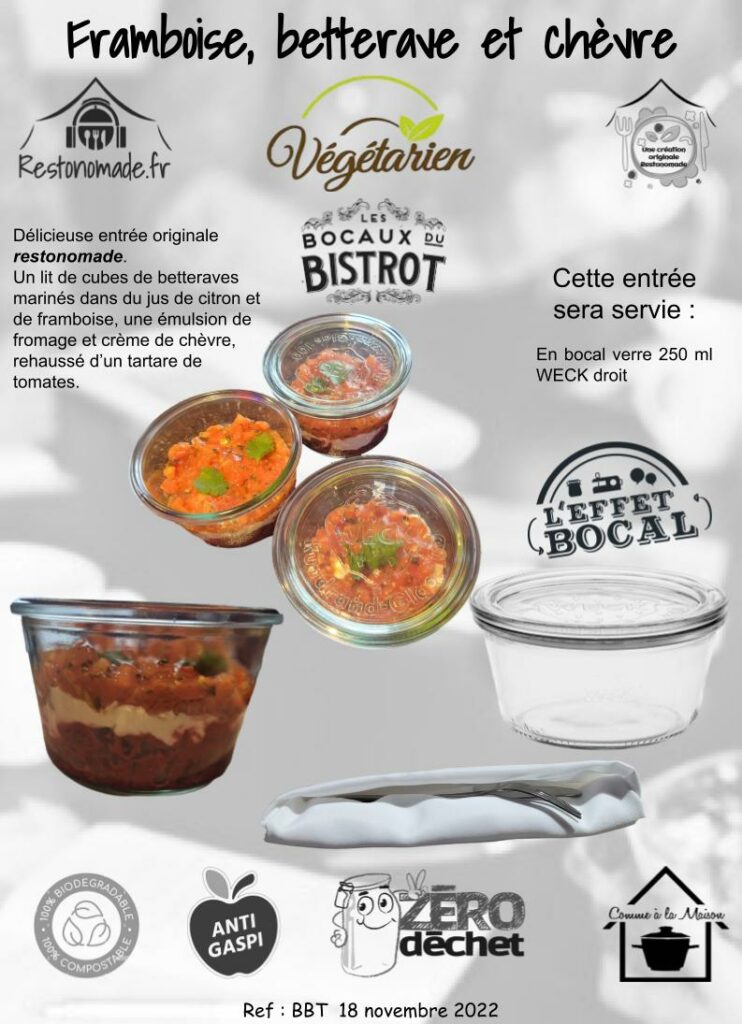 BBT Framboises, betteraves et chèvre - Restonomade Bocal framboise betterave box repas