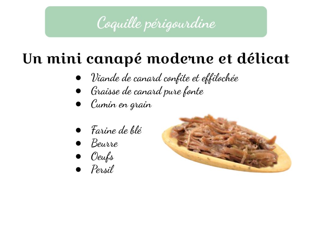 cocktail dînatoire, Mini-fours chaud, coquille périgourdine