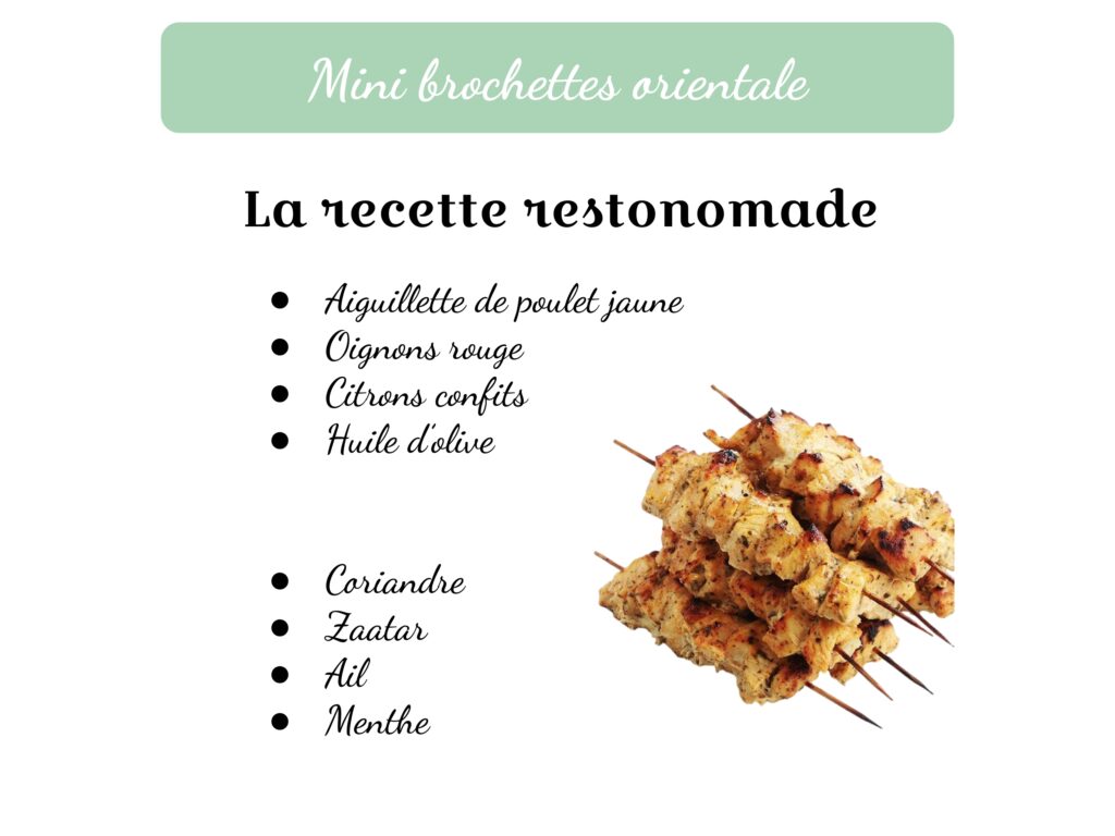 cocktail dînatoire, Mini-fours chaud, mini brochettes orientale