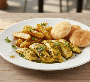 Le savoir-faire de Restonomade s'illustre ici avec ce Poulet Jaune Nomade au zaatar, une création locale cuisinée à Sainte-Luce-sur-Loire.